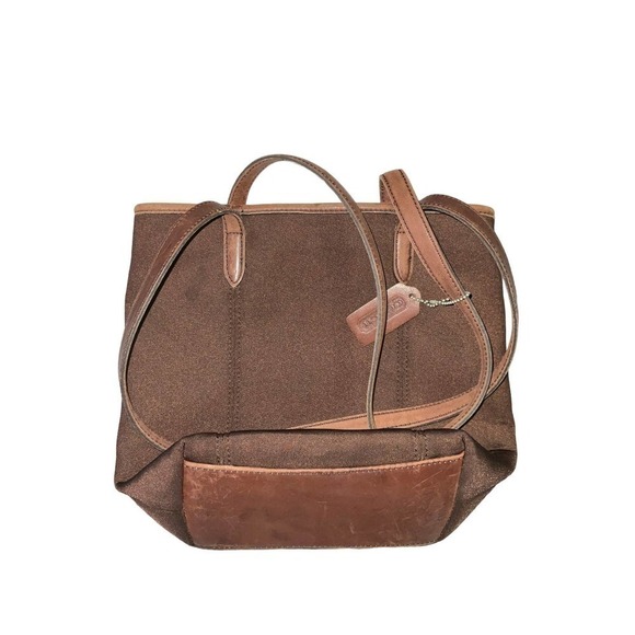 Coach Vintage Neoprene And Leather Brown Tote Bag Purse With Hangtag - Picture 10 of 15